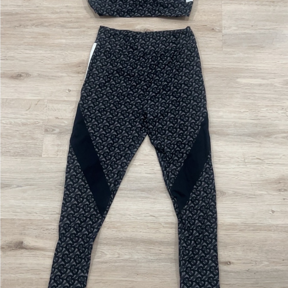 Burberry Black and Gray Patterned Kids Leggings